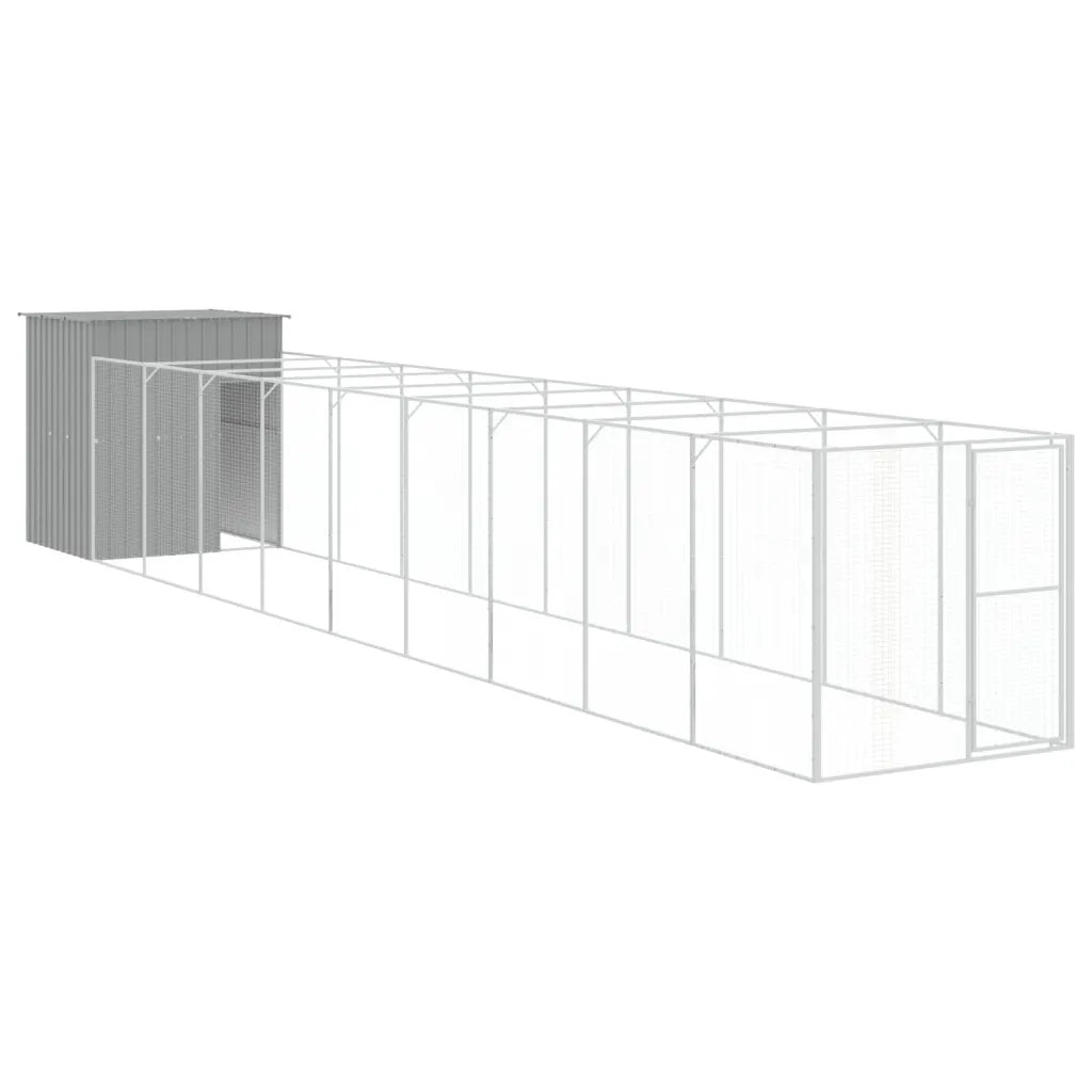 Casetta per cani con corsa 165x1067x181 cm in acciaio zincato