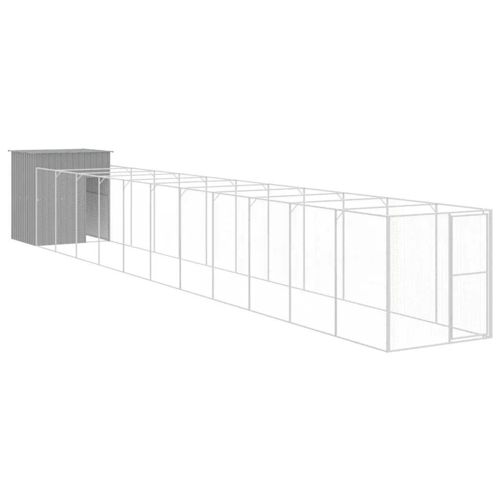 Pollaio con area corsa 165x1271x181 cm acciaio zincato