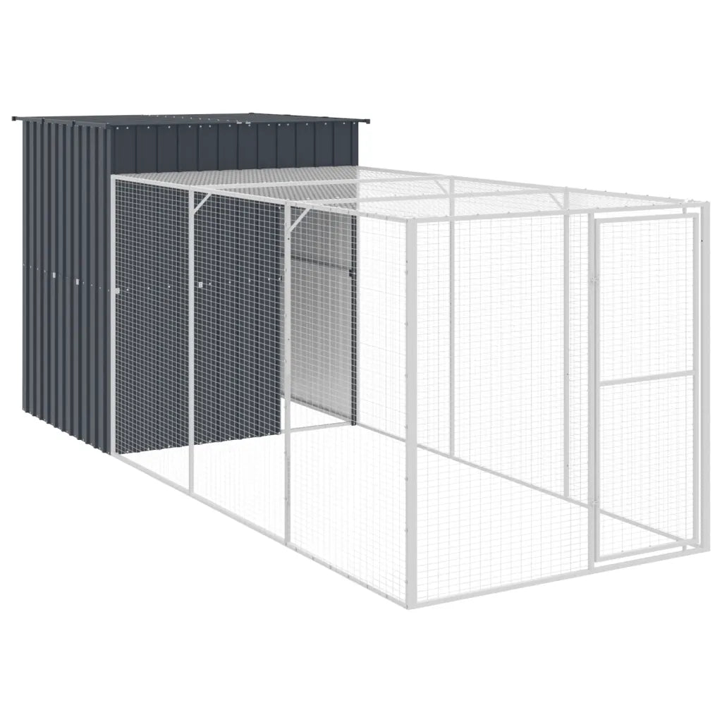 Pollaio con area corsa 165x455x181 cm acciaio zincato