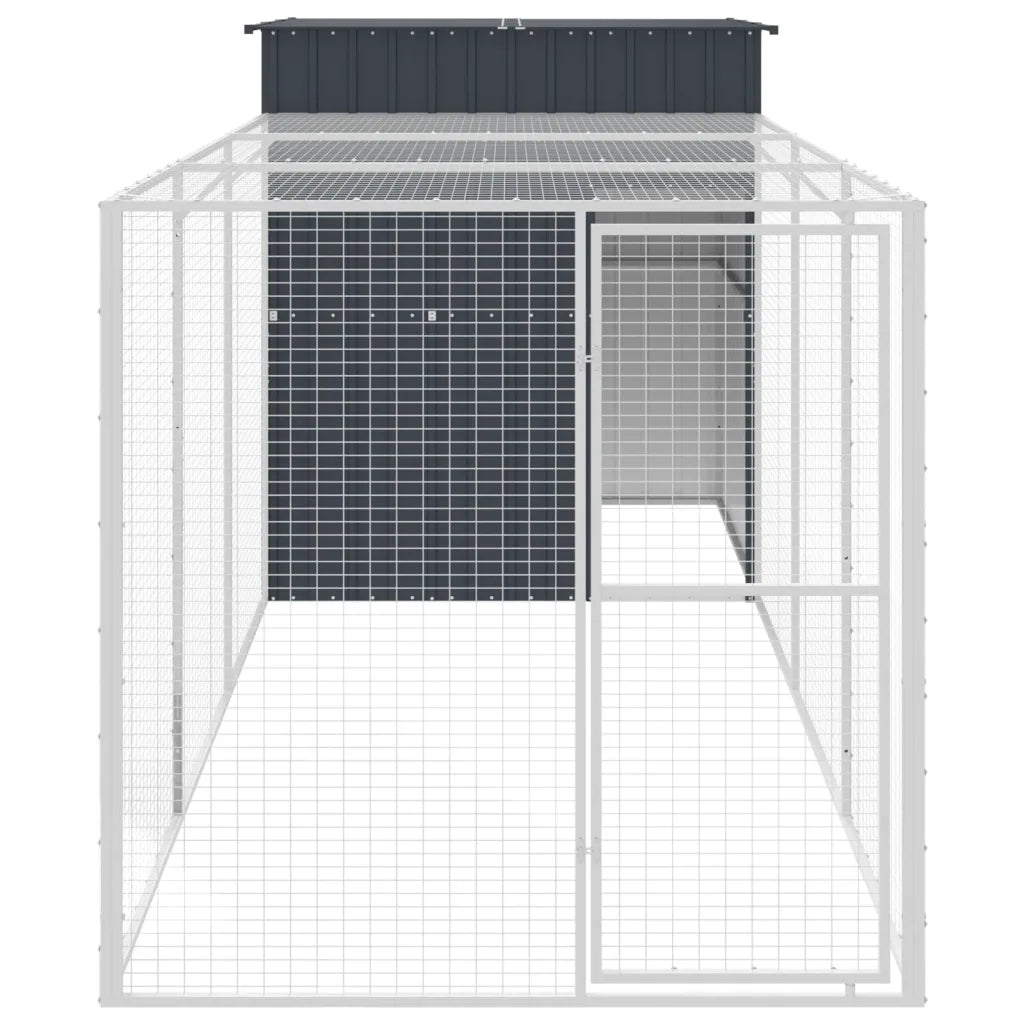 Pollaio con area corsa 165x455x181 cm acciaio zincato