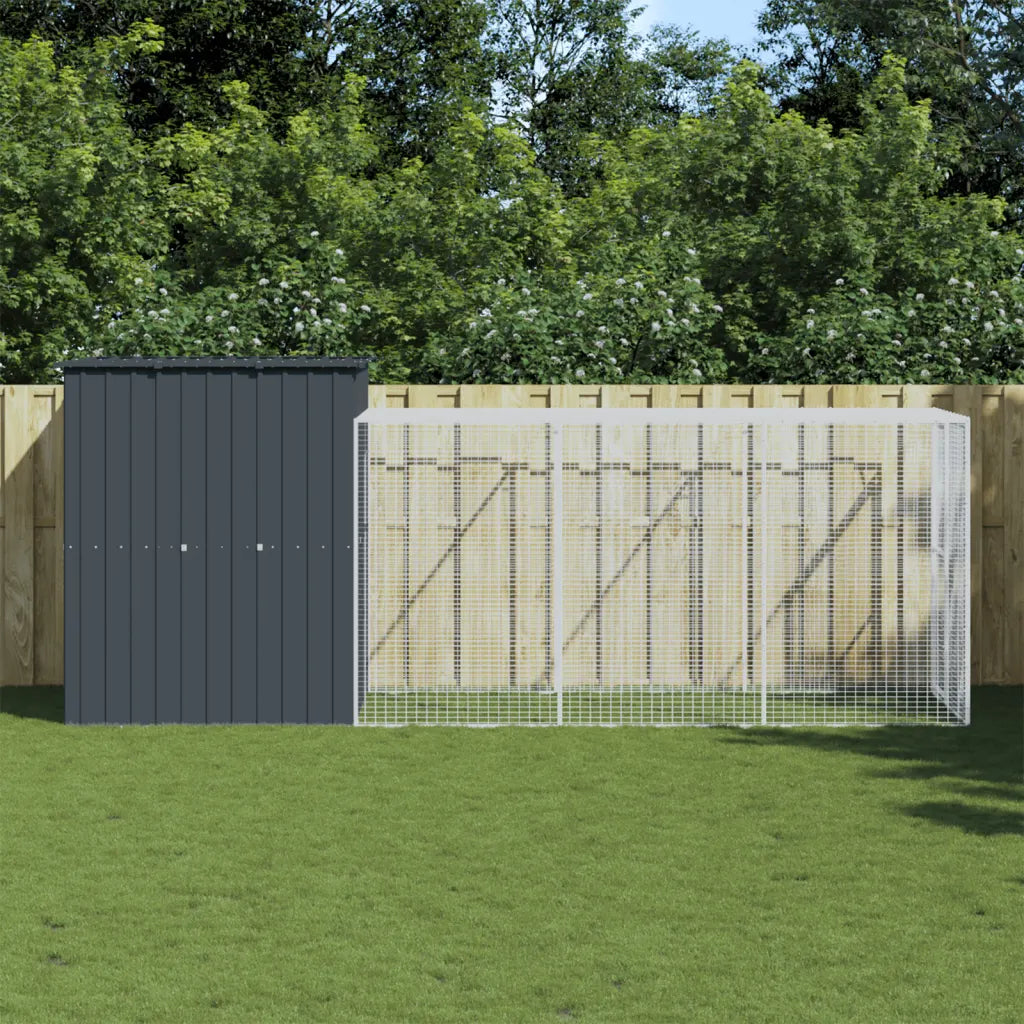 Pollaio con area corsa 165x455x181 cm acciaio zincato