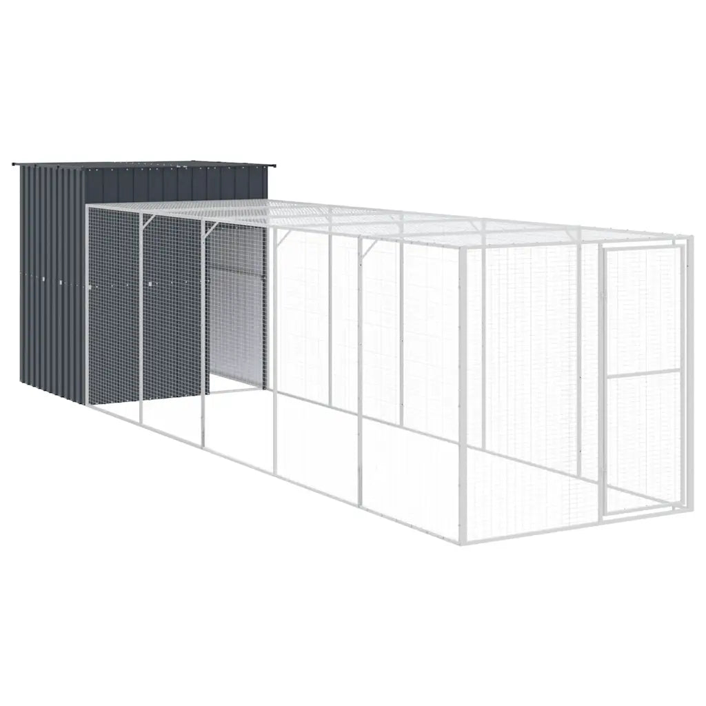 Pollaio con area corsa 165x659x181 cm in acciaio zincato