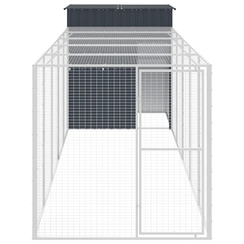 Pollaio con area corsa 165x659x181 cm in acciaio zincato