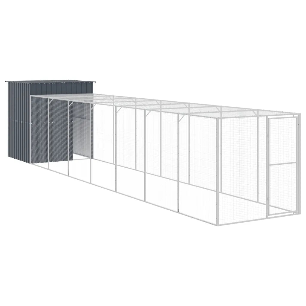 Pollaio con area corsa 165x863x181 cm in acciaio zincato