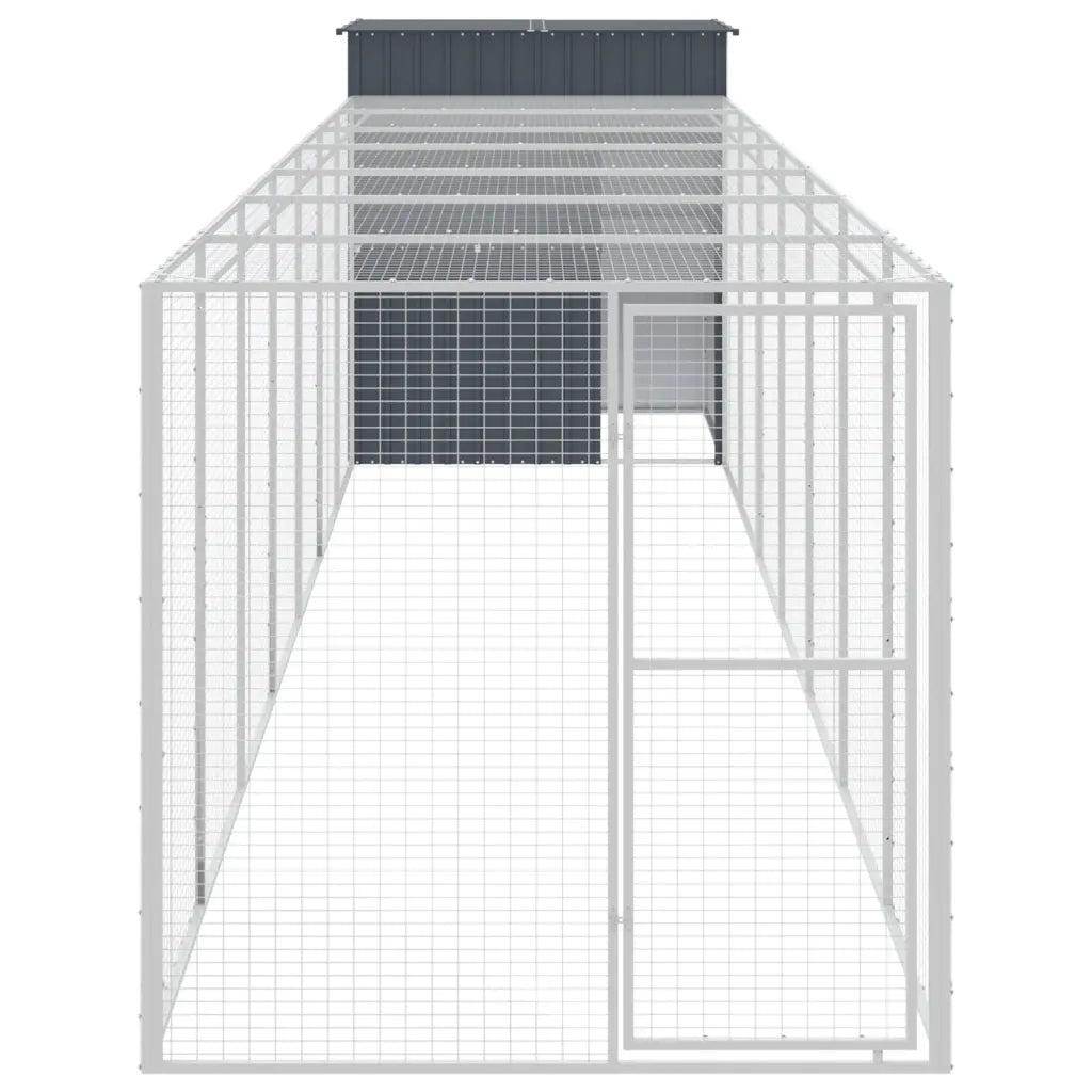 Pollaio con area corsa 165x863x181 cm in acciaio zincato
