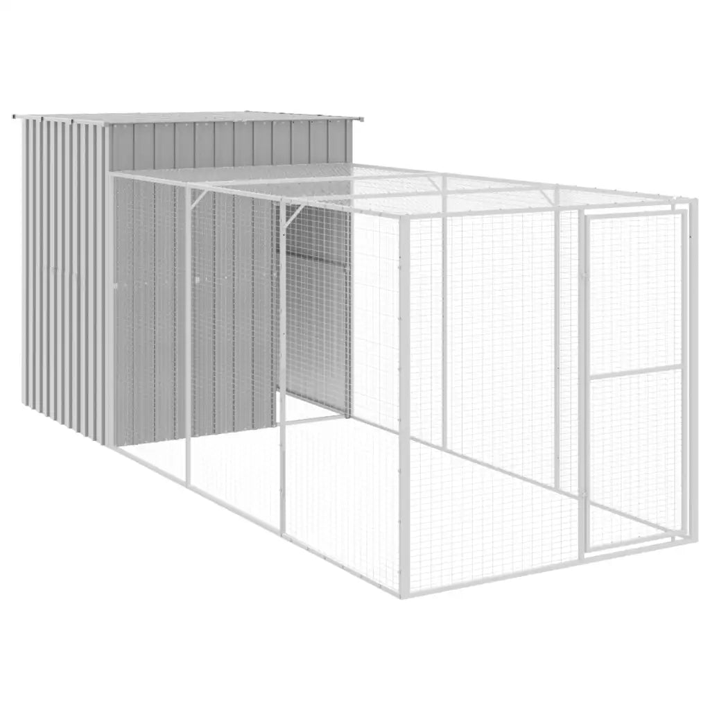 Casetta per cani con corsa 165x455x181 cm in acciaio zincato