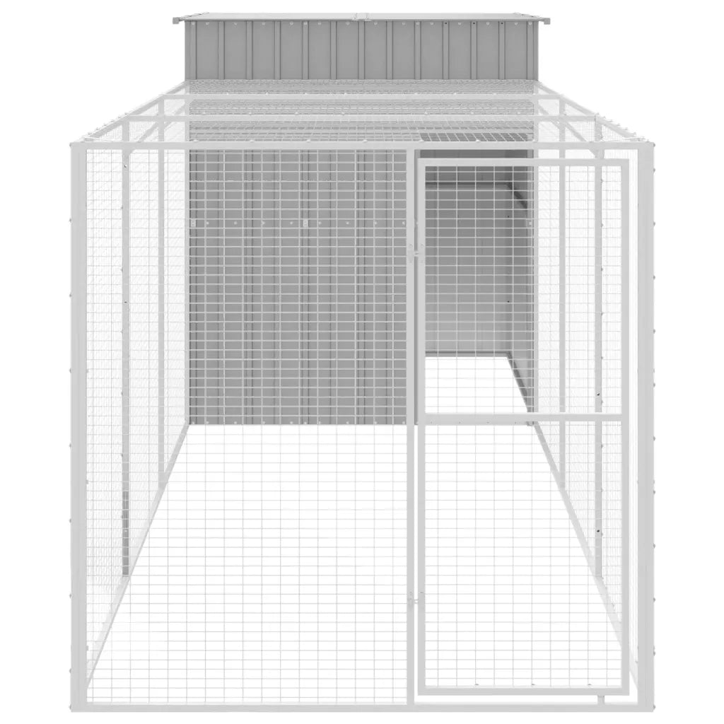 Casetta per cani con corsa 165x455x181 cm in acciaio zincato