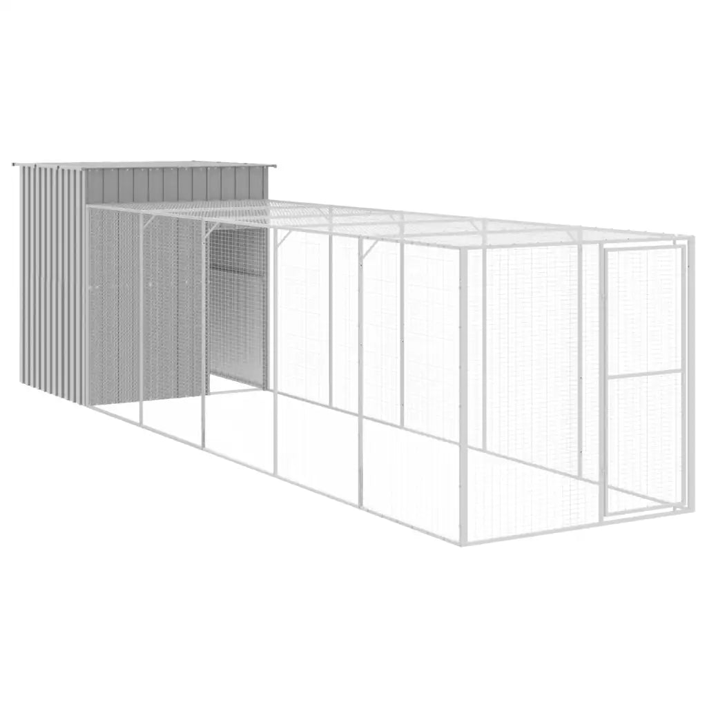 Casetta per cani con corsa 165x659x181 cm in acciaio zincato