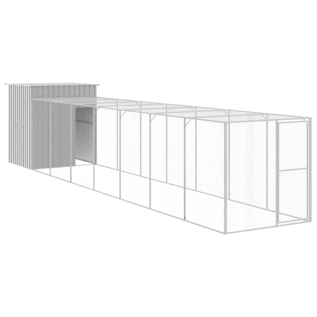 Casetta per cani con corsa 165x863x181 cm in acciaio zincato