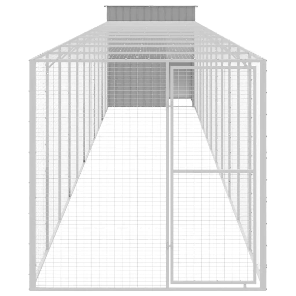 Casetta per cani con corsa 165x1271x181 cm in acciaio zincato