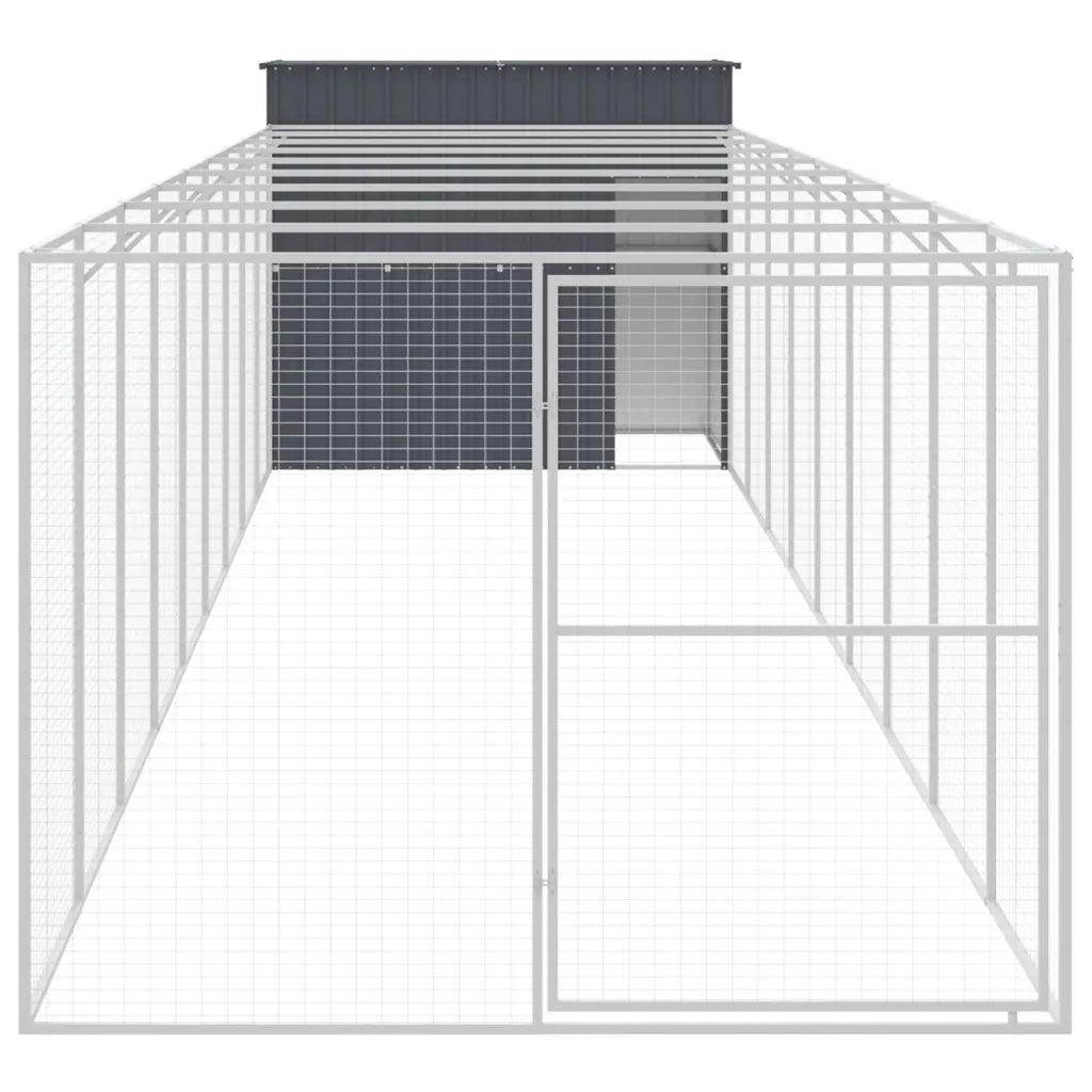 Casetta per cani con corsa 214x1069x181 cm acciaio zincato