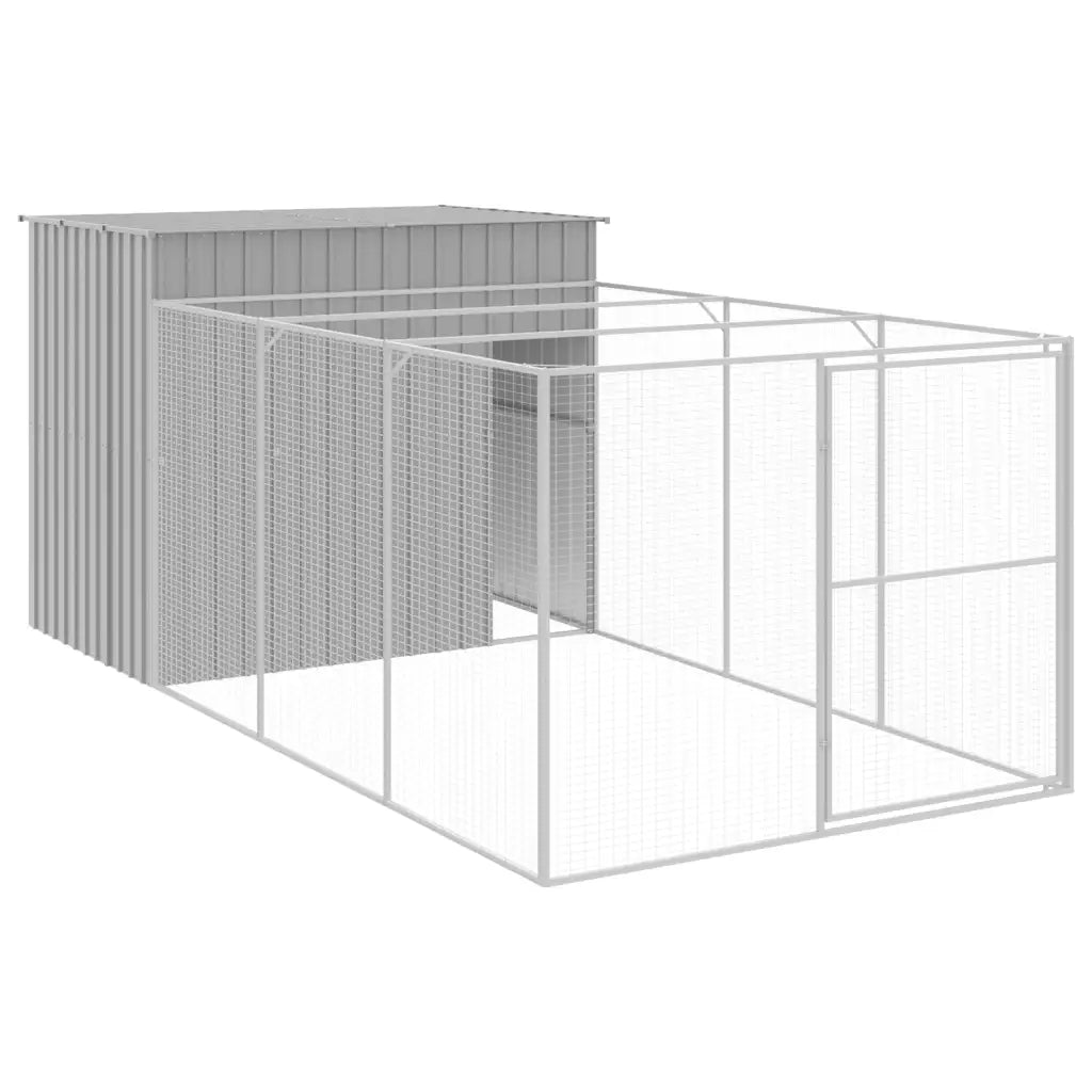 Casetta per cani con corsa 214x457x181 cm acciaio zincato