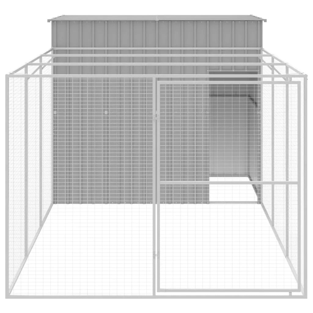 Casetta per cani con corsa 214x457x181 cm acciaio zincato