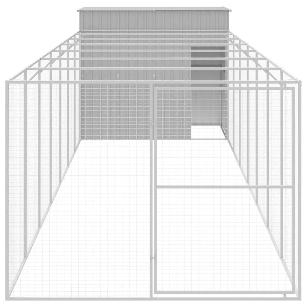 Casetta per cani con corsa 214x865x181 cm acciaio zincato