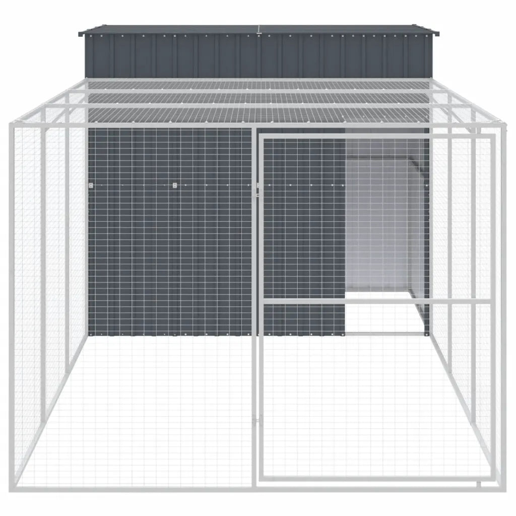 Casetta per cani con corsa 214x457x181 cm acciaio zincato