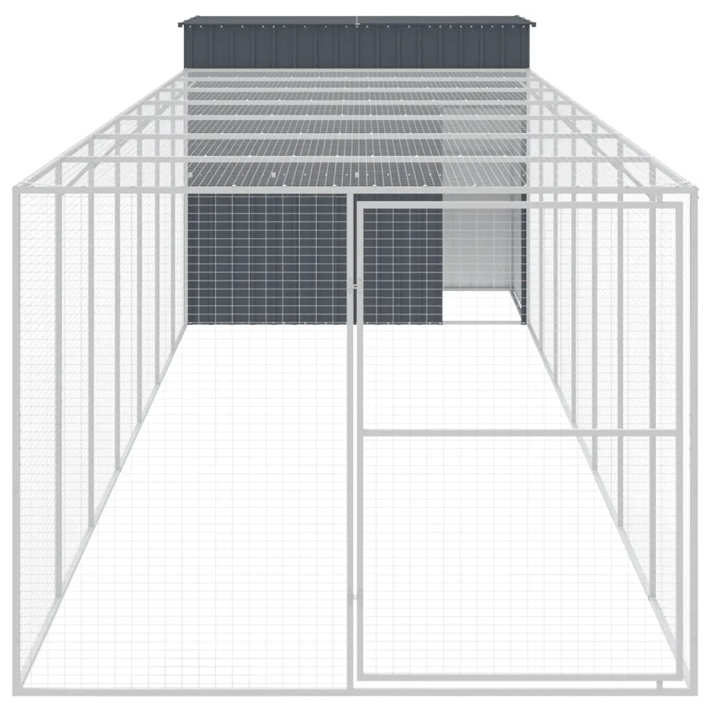 Casetta per cani con corsa 214x865x181 cm acciaio zincato