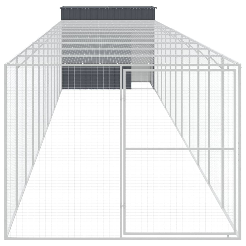 Casetta Cani con Corsa Antracite 214x1273x181cm Acciaio Zincato
