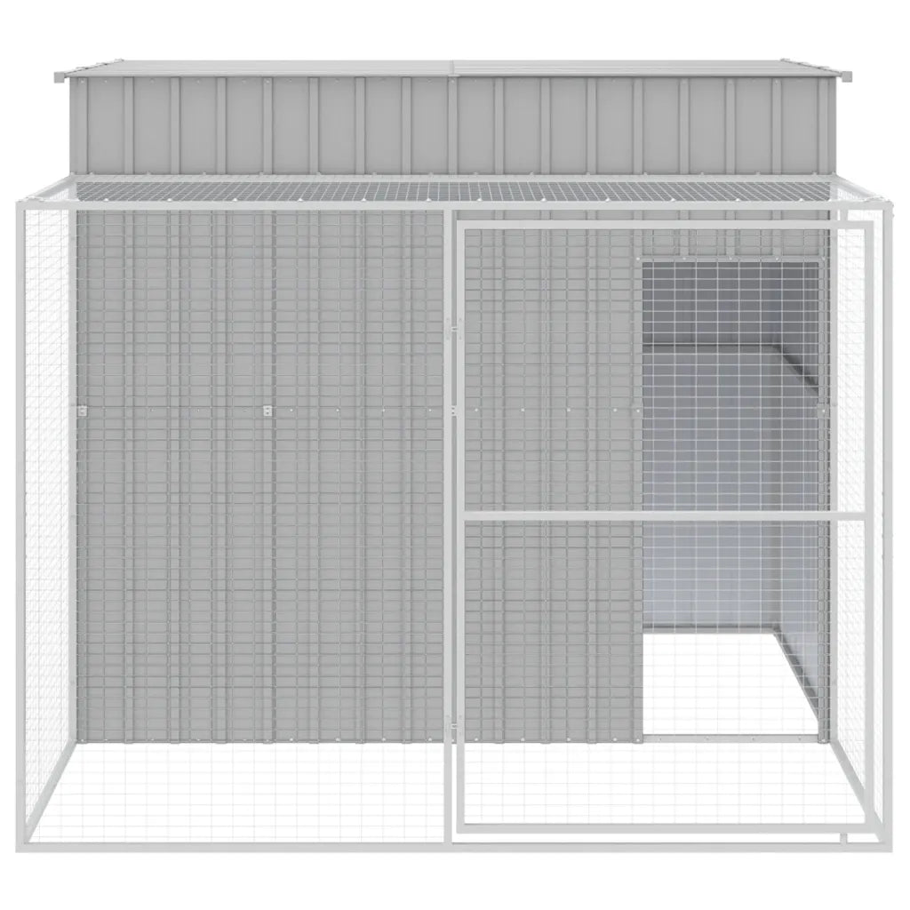 Casetta per cani con corsa 214x253x181 cm in acciaio zincato