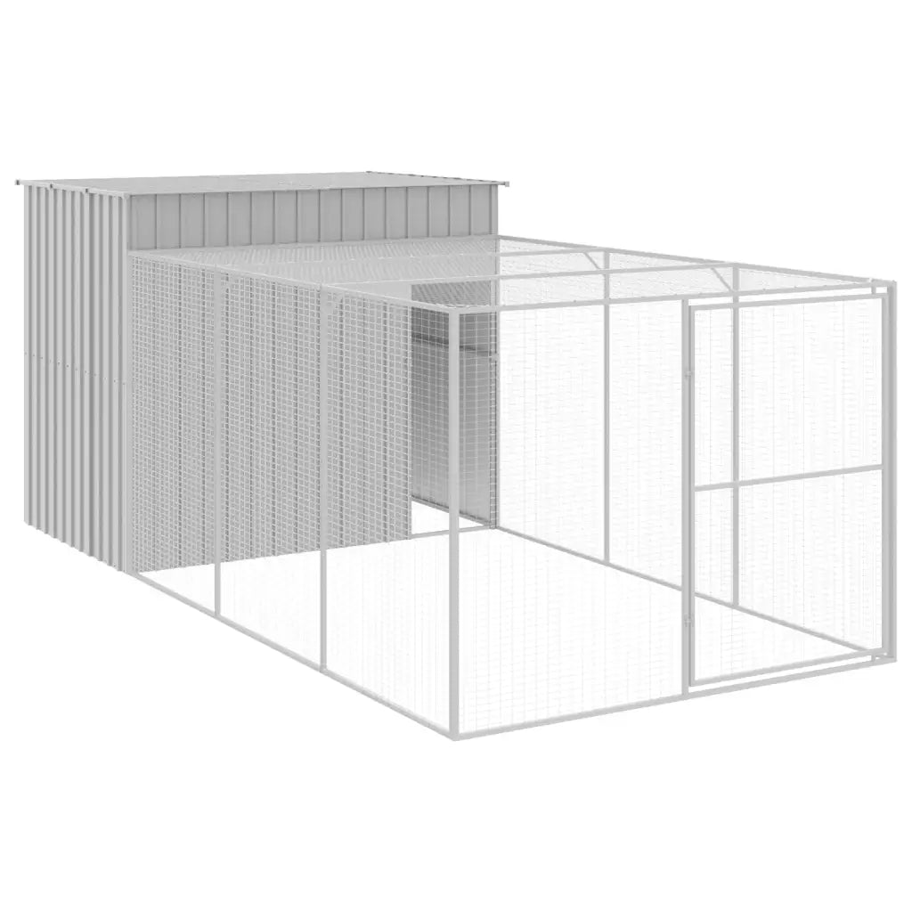 Casetta per cani con recinto 214x457x181 cm acciaio zincato
