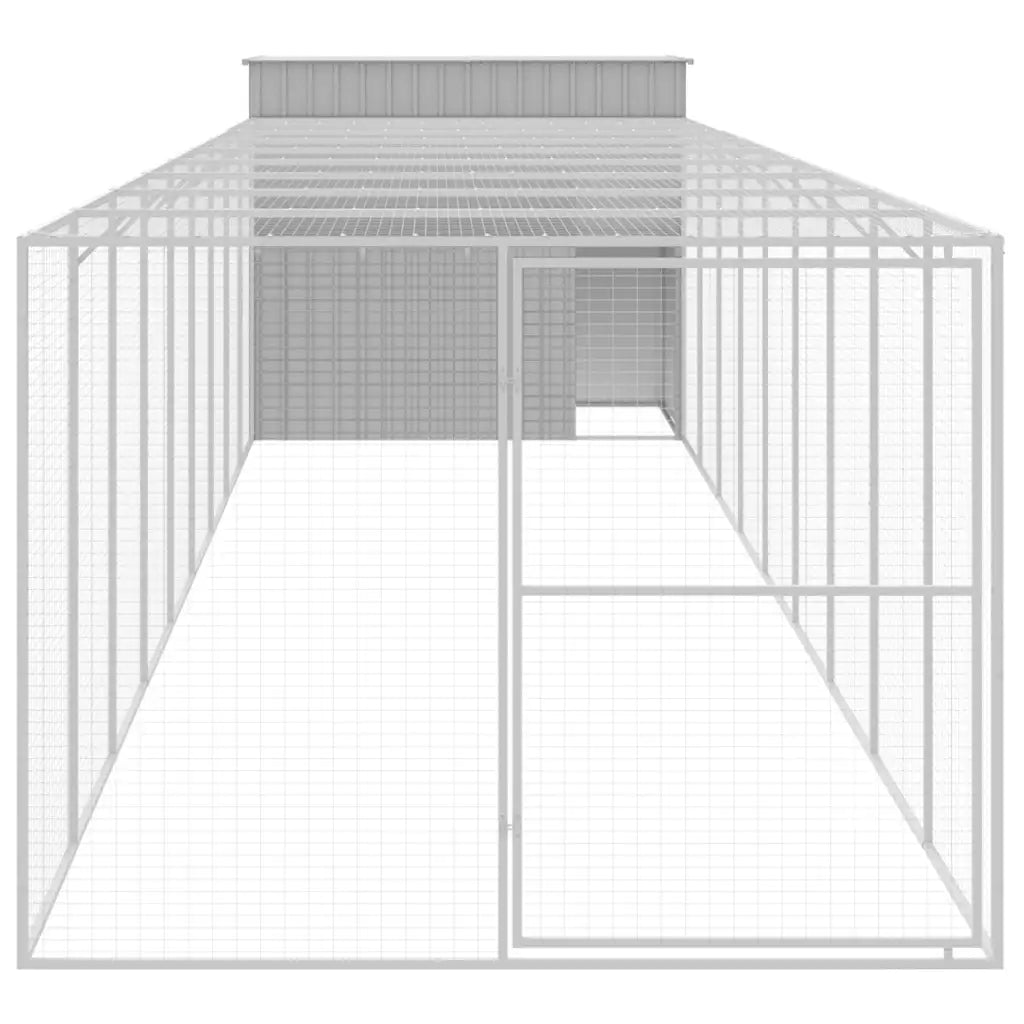 Casetta per cani con corsa 214x1069x181 cm acciaio zincato