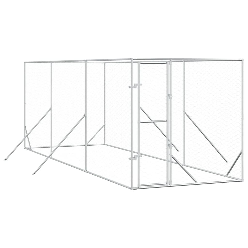 Cuccia per Cani da Esterno Argento 2x6x2 m Acciaio Zincato
