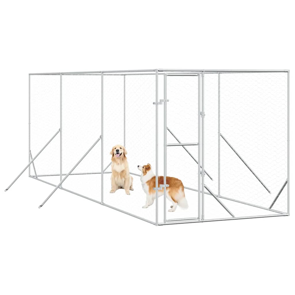 Cuccia per Cani da Esterno Argento 2x6x2 m Acciaio Zincato