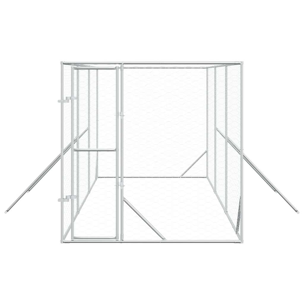 Cuccia per Cani da Esterno Argento 2x6x2 m Acciaio Zincato