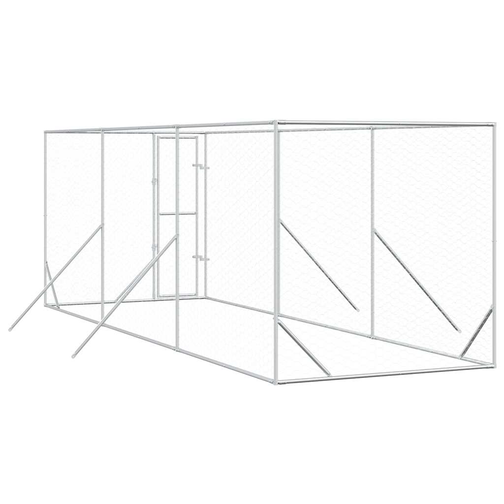 Cuccia per Cani da Esterno Argento 2x6x2 m Acciaio Zincato
