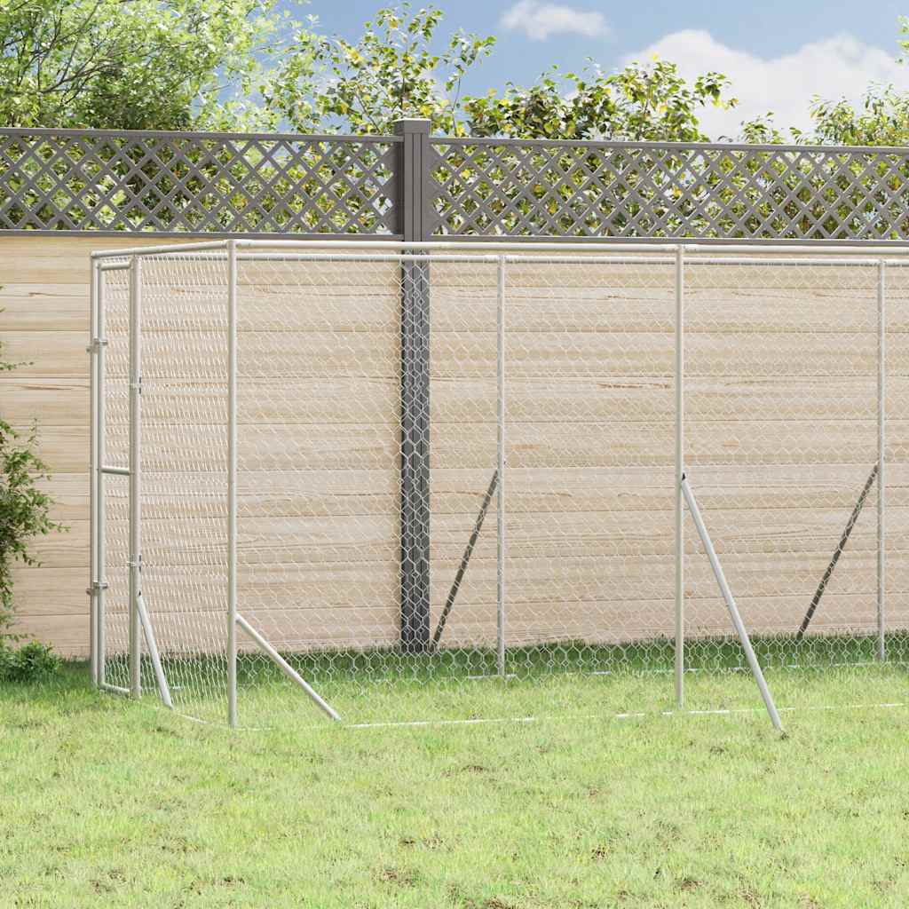Cuccia per Cani da Esterno Argento 2x6x2 m Acciaio Zincato