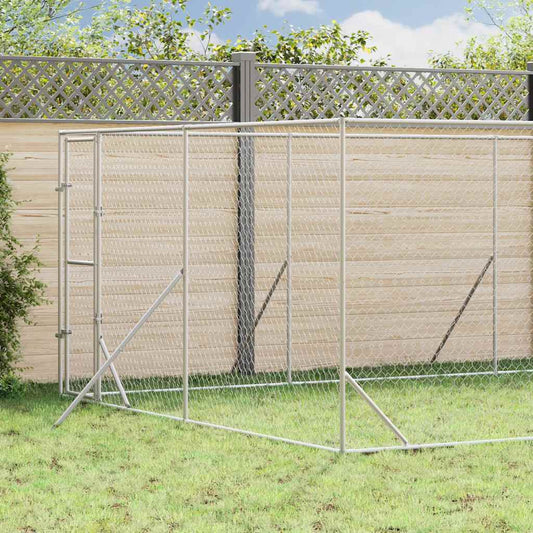 Cuccia per Cani da Esterno Argento 4x8x2 m in Acciaio Zincato