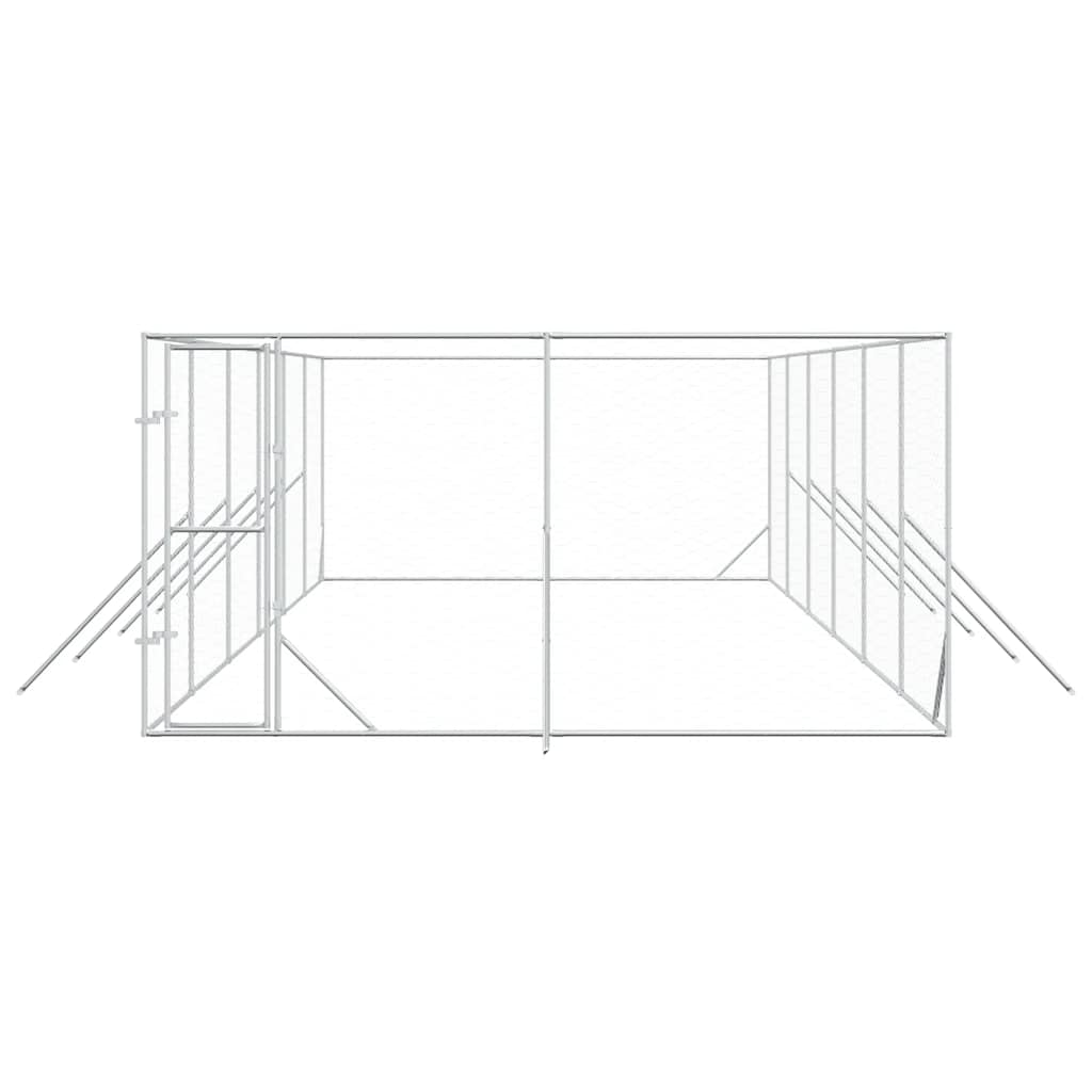 Cuccia per Cani da Esterno Argento 4x12x2 m in Acciaio Zincato