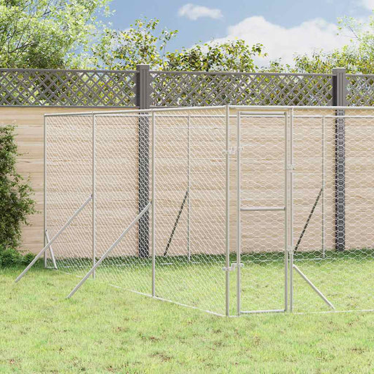 Cuccia per Cani da Esterno Argento 6x6x2 m in Acciaio Zincato