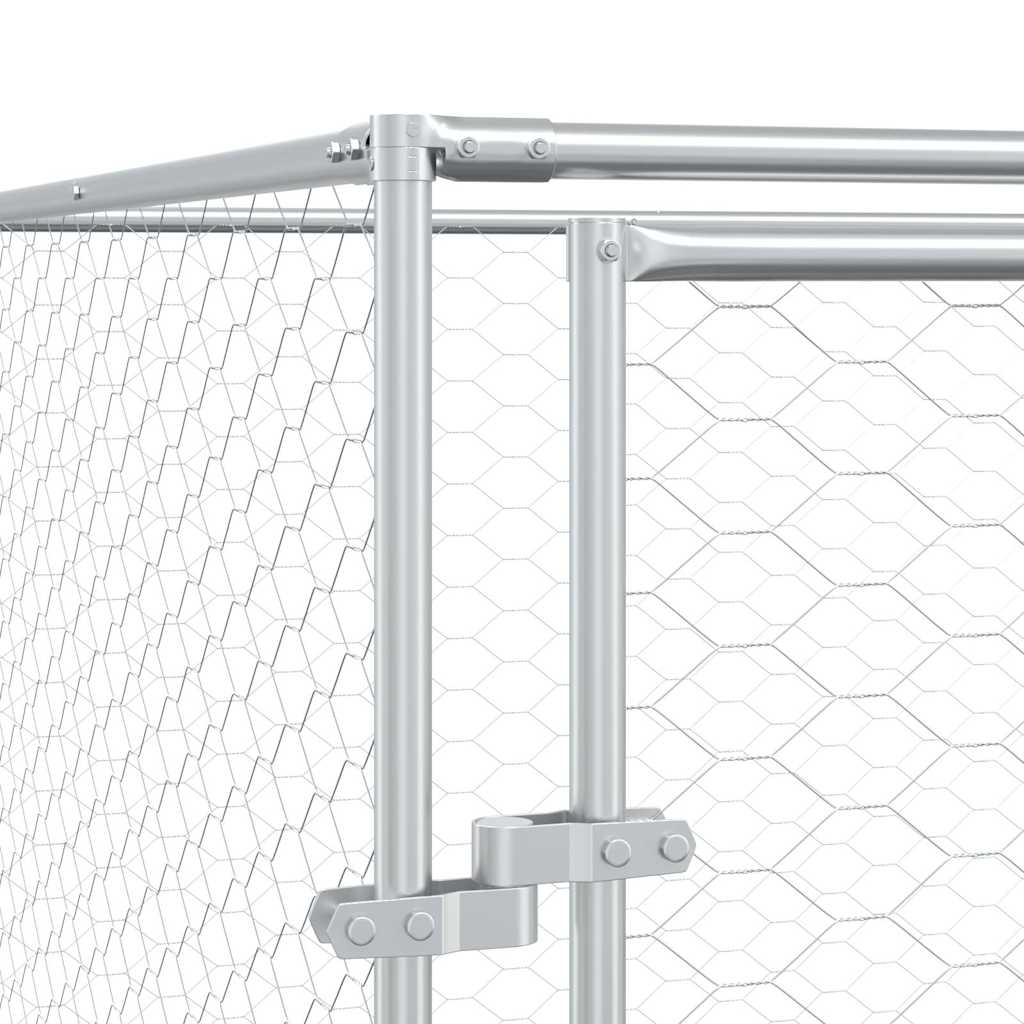 Cuccia per Cani da Esterno Argento 8x4x2 m in Acciaio Zincato