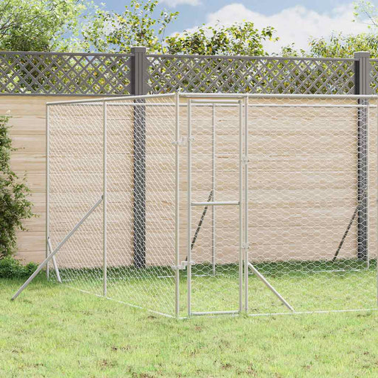 Cuccia per Cani da Esterno Argento 8x4x2 m in Acciaio Zincato