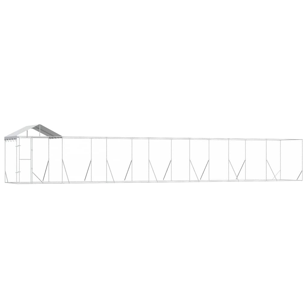 Cuccia Cani da Esterno Tetto Argento 14x2x2,5 m Acciaio Zincato