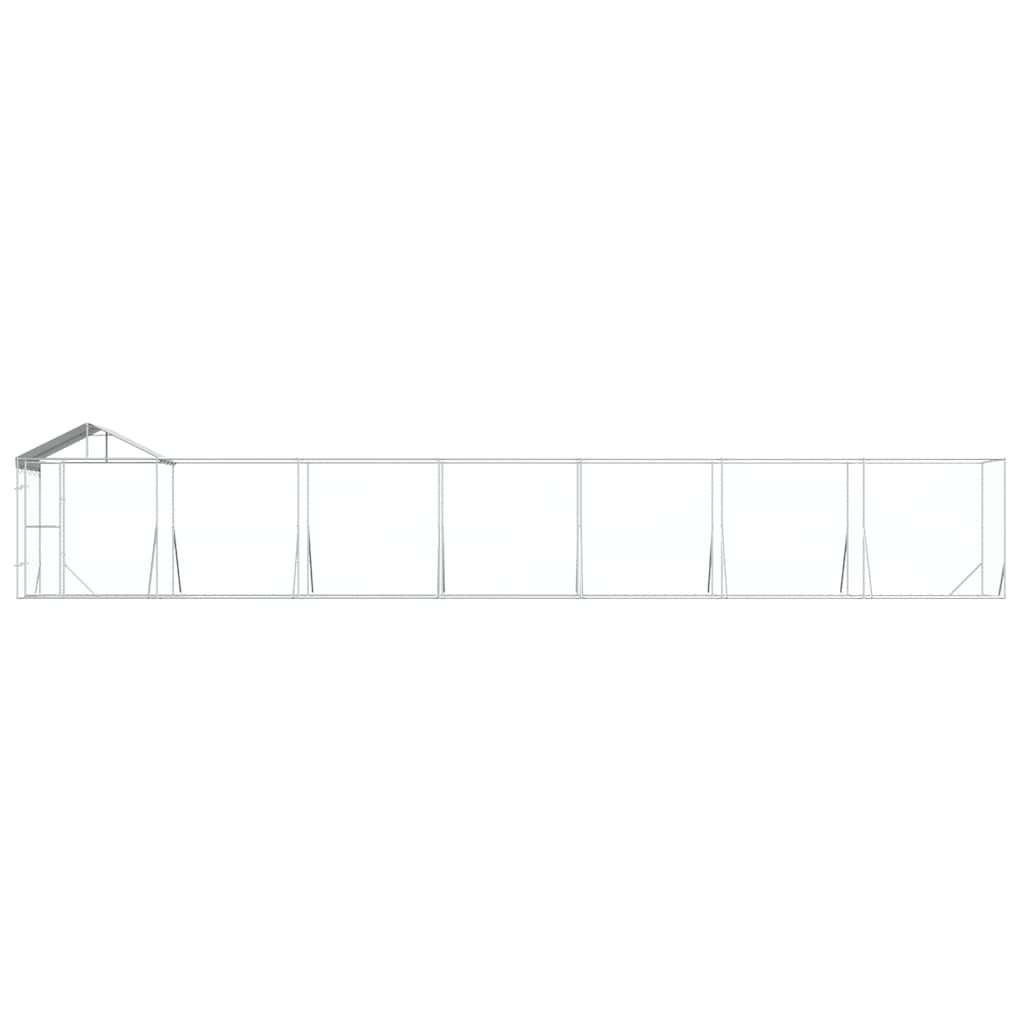 Cuccia Cani da Esterno Tetto Argento 14x2x2,5 m Acciaio Zincato