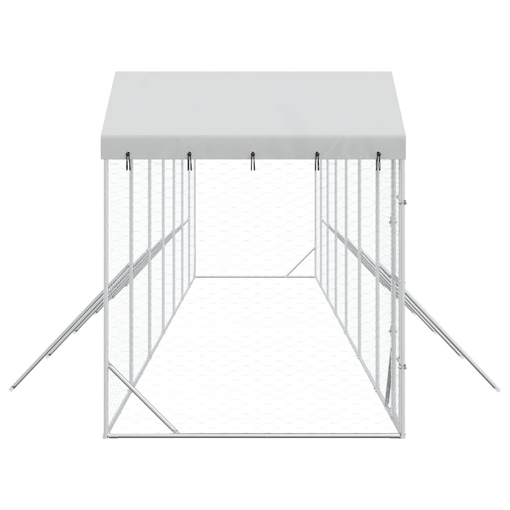 Cuccia Cani da Esterno Tetto Argento 14x2x2,5 m Acciaio Zincato