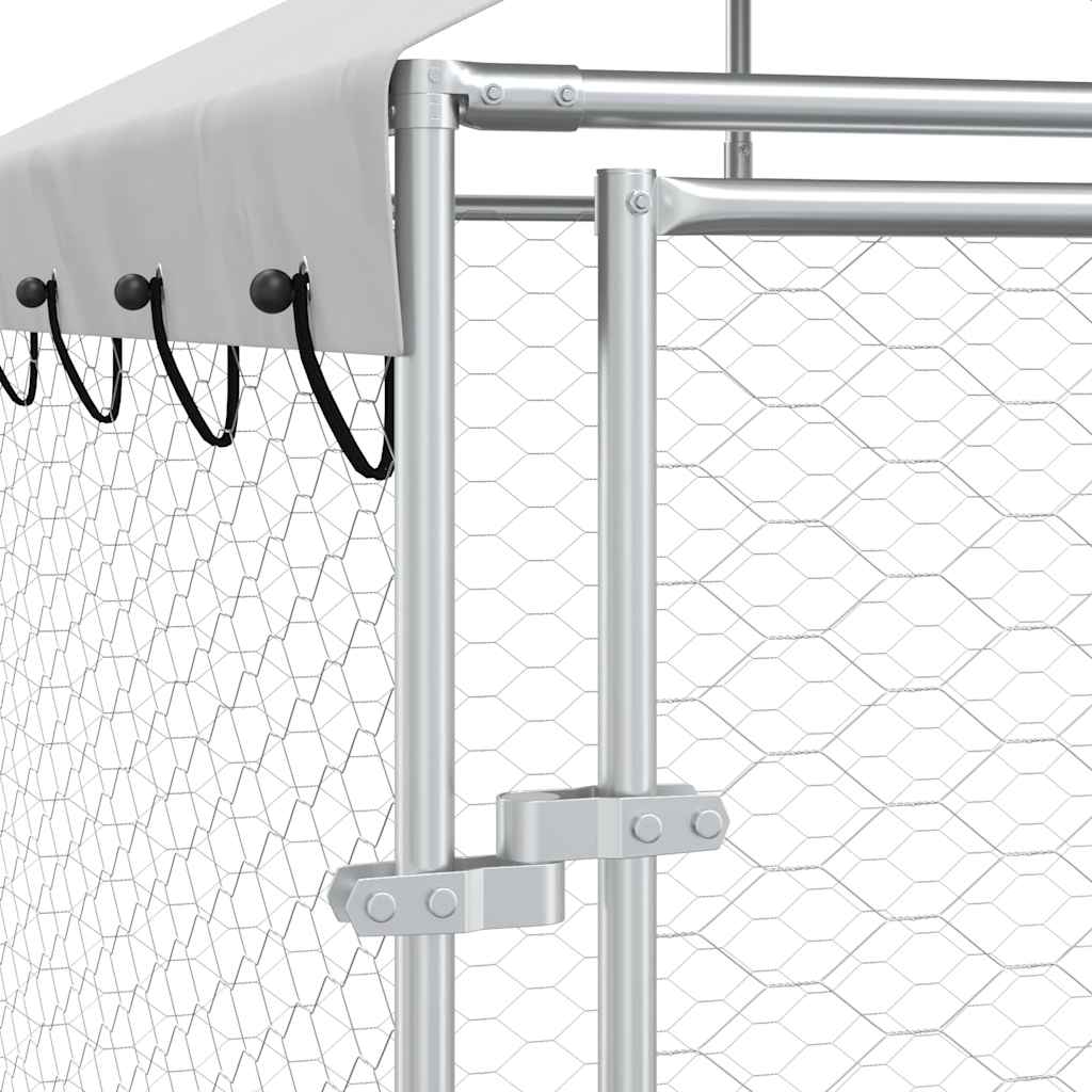 Cuccia Cani da Esterno Tetto Argento 10x8x2,5 m Acciaio Zincato