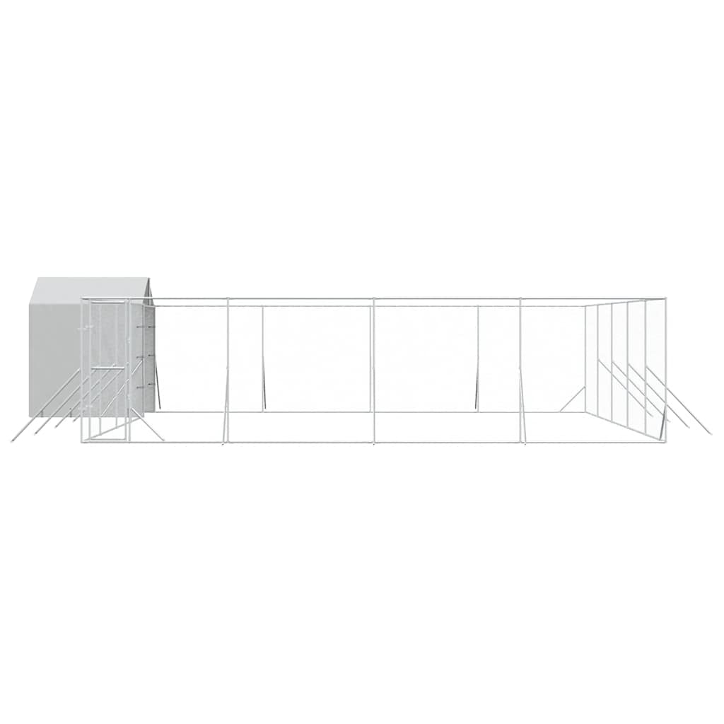 Cuccia Cani da Esterno Tetto Argento 10x10x2,5m Acciaio Zincato