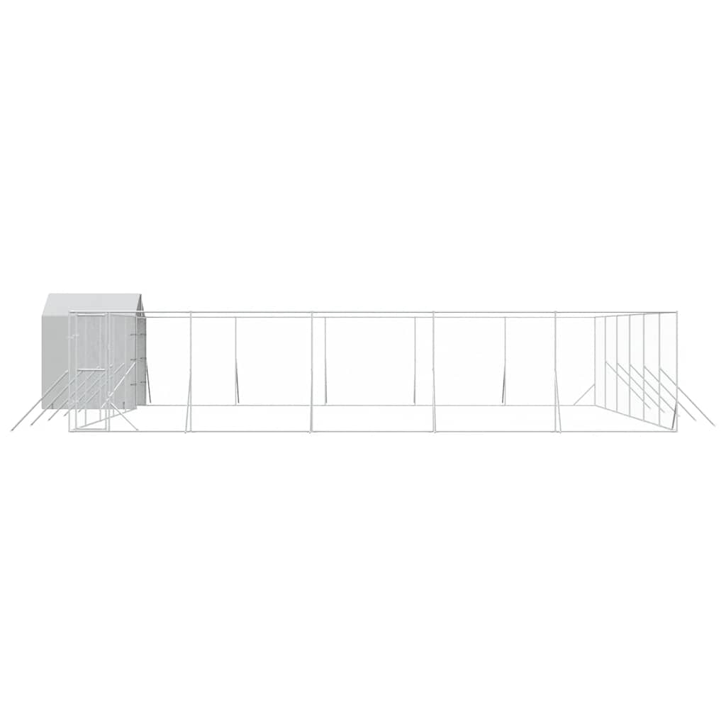Cuccia Cani da Esterno Tetto Argento 12x12x2,5m Acciaio Zincato