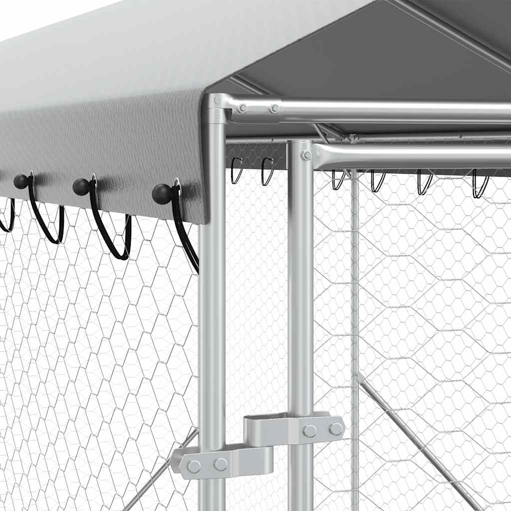 Cuccia Cani da Esterno Tetto Argento 2x14x2,5 m Acciaio Zincato