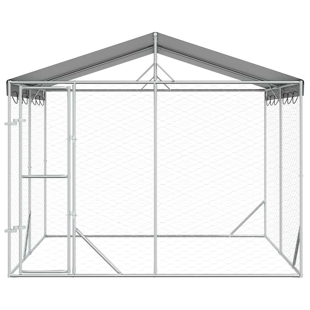 Cuccia Cani da Esterno Tetto Argento 3x3x2,5 m Acciaio Zincato