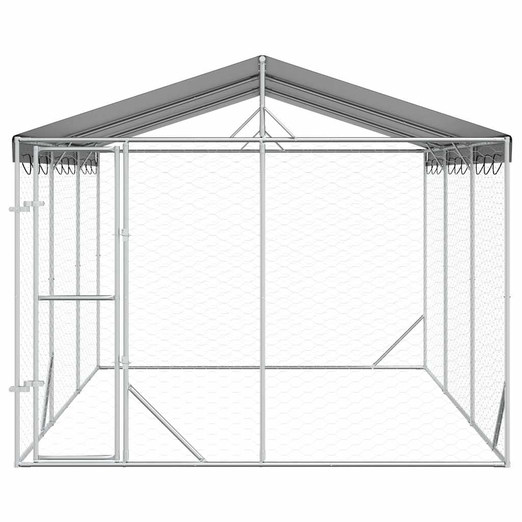 Cuccia Cani da Esterno Tetto Argento 3x4,5x2,5m Acciaio Zincato