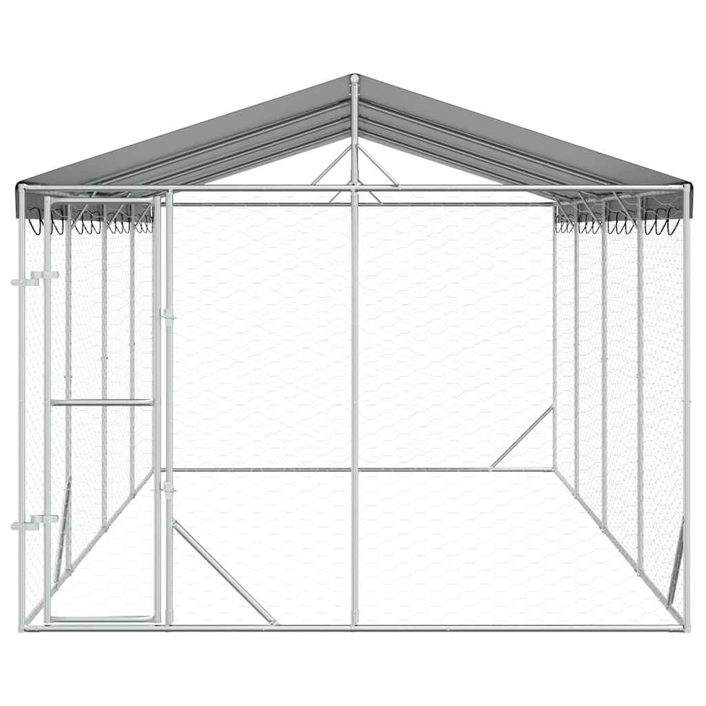 Cuccia Cani da Esterno Tetto Argento 3x6x2,5 m Acciaio Zincato