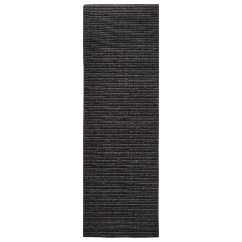 Tappeto in Sisal per Tiragraffi Nero 80x250 cm