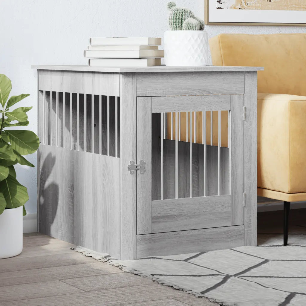 Gabbia per cani in legno 64,5x80x71 cm con funzione tavolino
