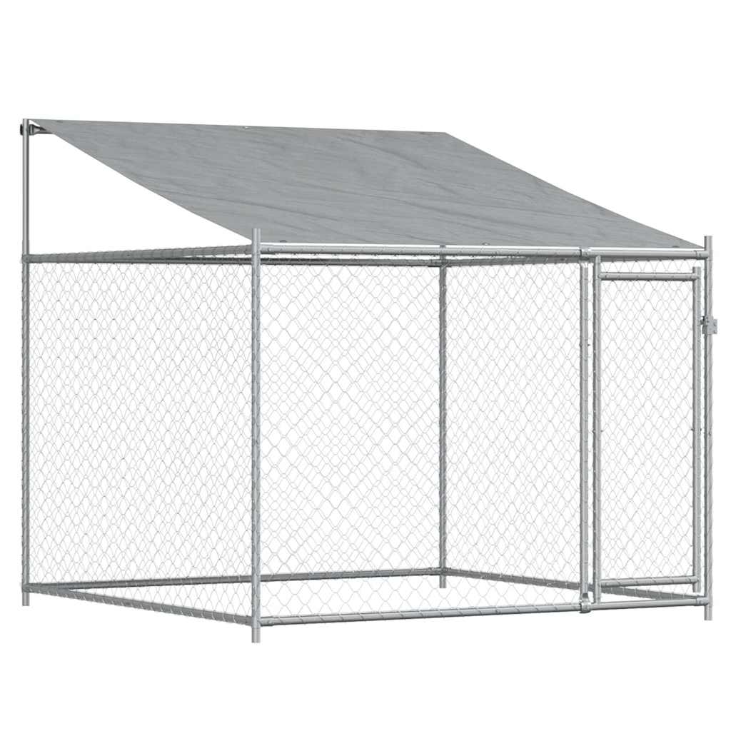 Gabbia Cani con Tetto e Porte Grigia 12x2x2 m Acciaio Zincato