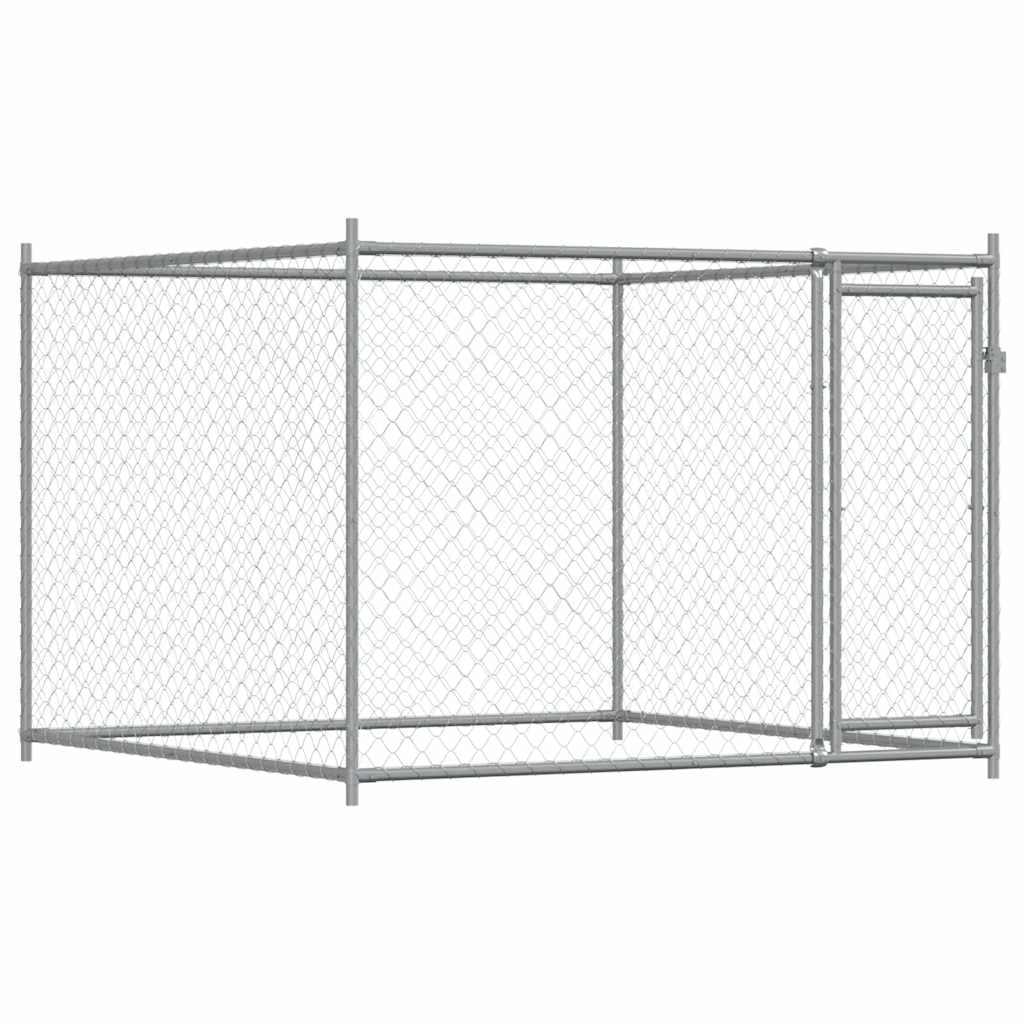 Gabbia per Cani con Porte Grigia 12x2x1,5 m in Acciaio Zincato