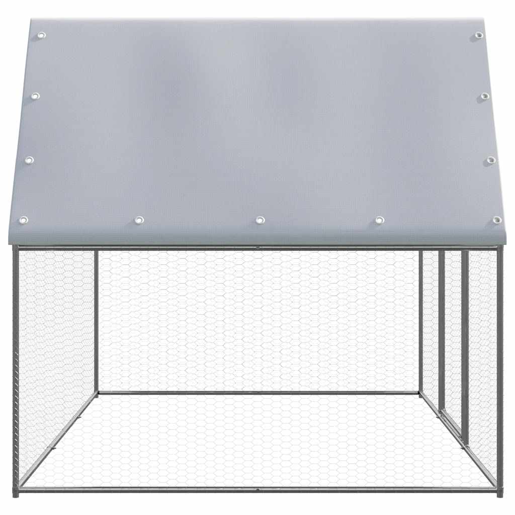 Gabbia per Polli Argento e Grigio 3x2x2 m in Acciaio Zincato