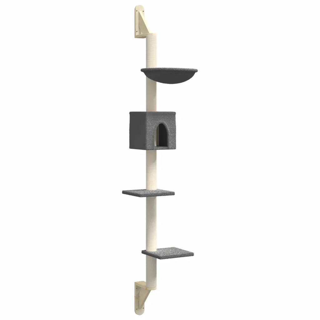 Albero per gatti a parete con tiragraffi 35x53x187 cm